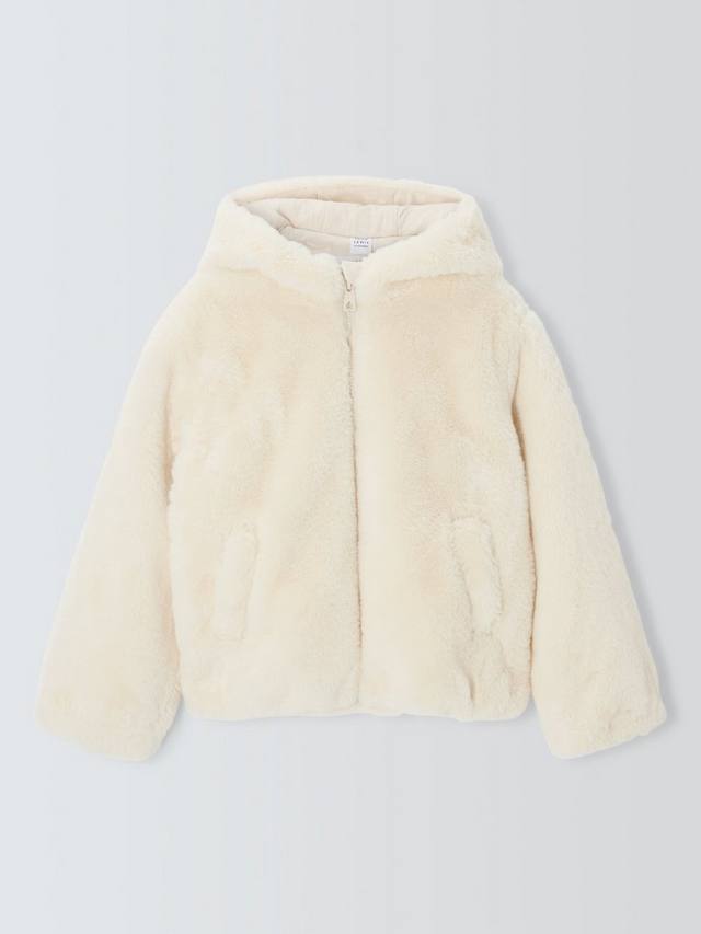 Детская куртка-бомбер из искусственного меха John Lewis, Cream — фото 3