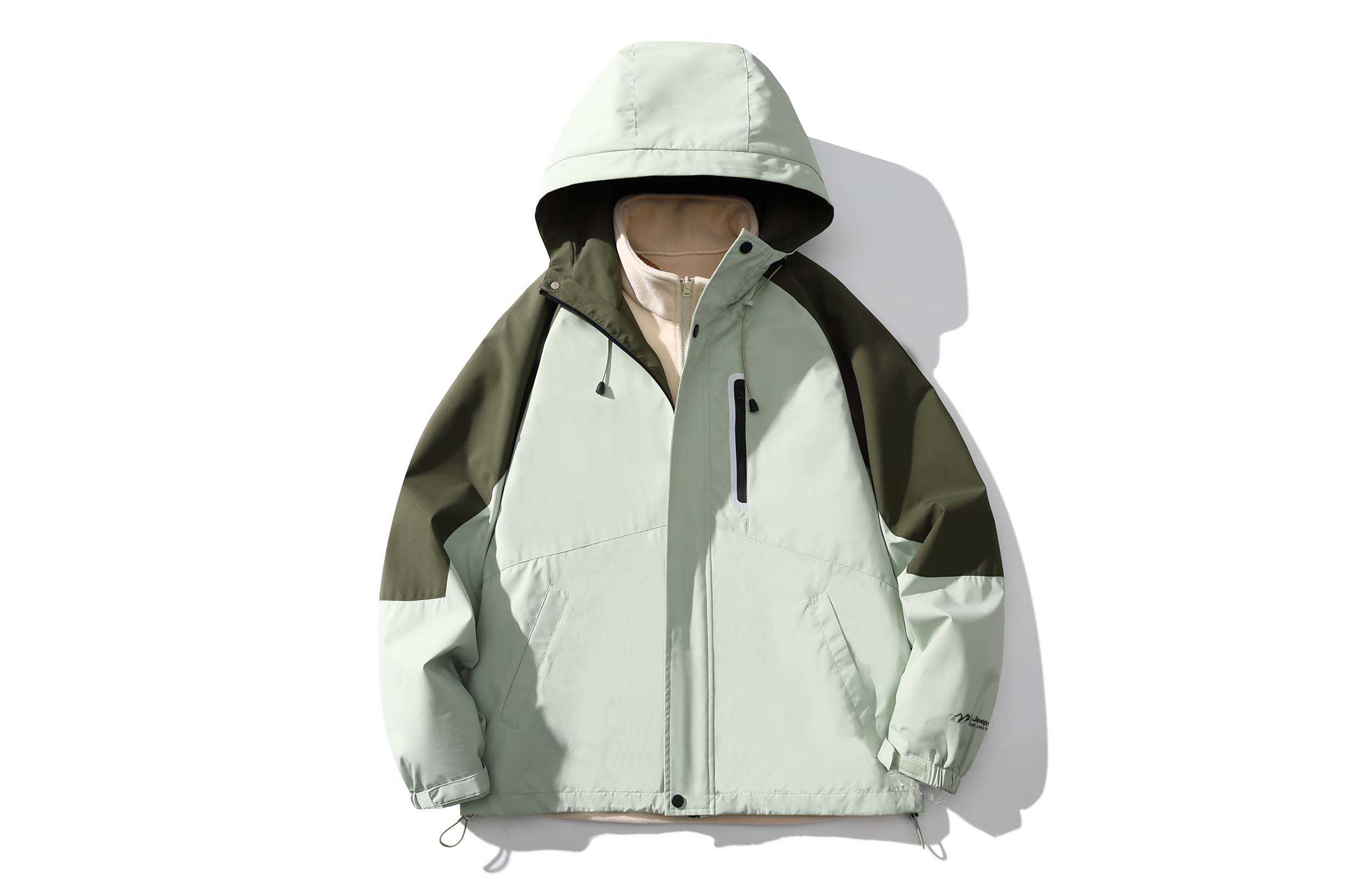 

Куртка Unisex Hooded Thickened Others Jeep, mint зеленый (3-in-1, detachable fleece inner)