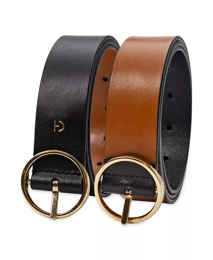 

Женский реверсивный кожаный пояс Two-In-One Center Bar с центральной пряжкой Cole Haan, мультиколор