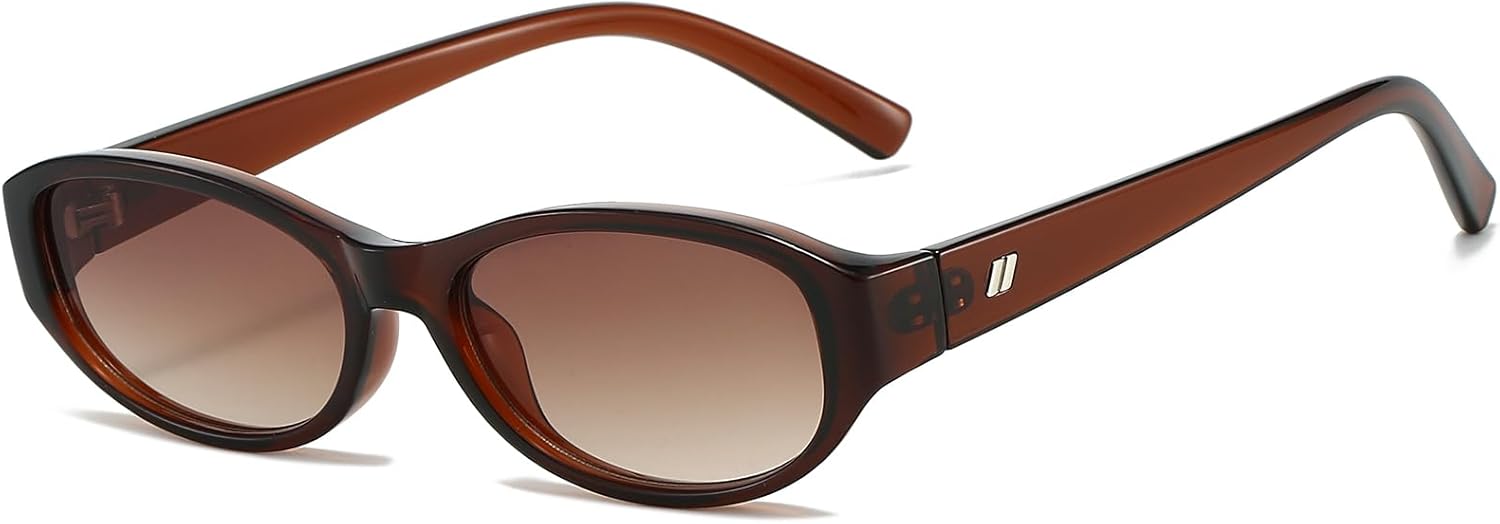 

Ретро овальные солнцезащитные очки для женщин. Модные, милые, маленькие овальные солнцезащитные очки в стиле 90-х, узкие «кошачий глаз» BRMHDY, A2 Brown/Brown Gradient