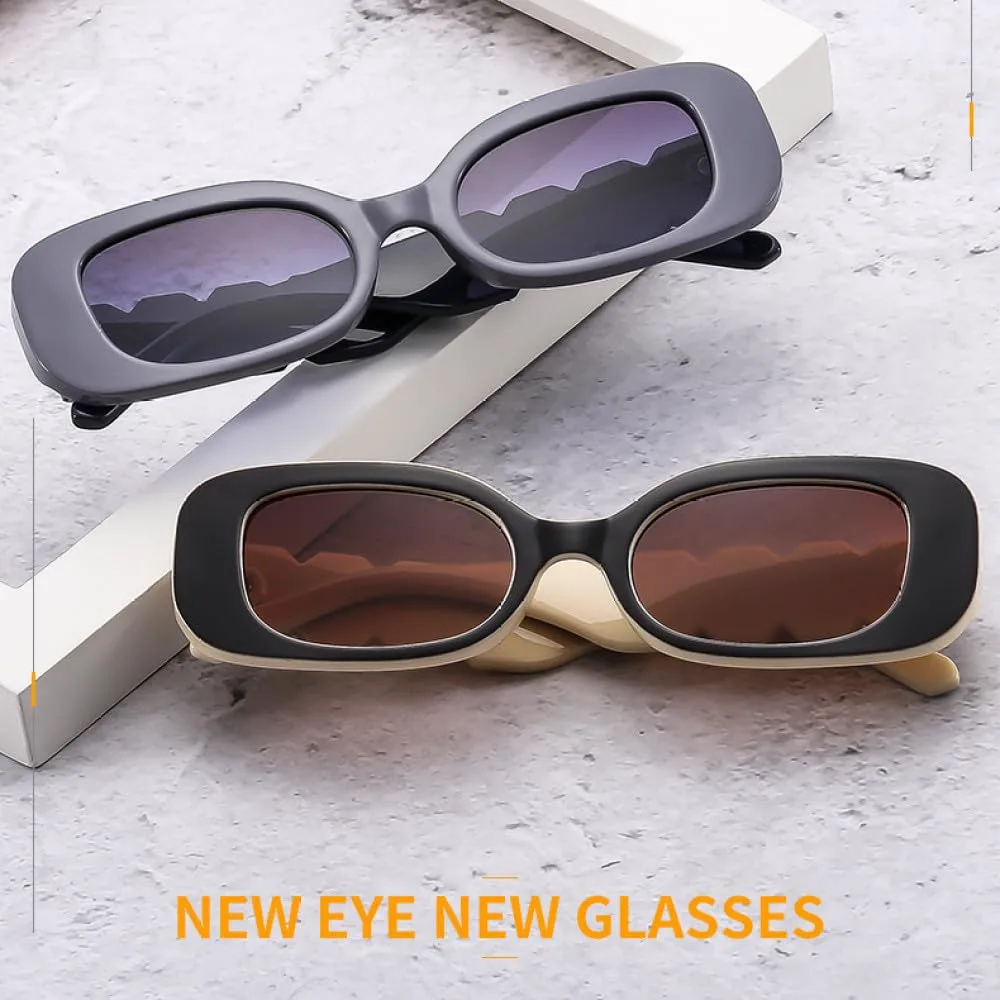 

Модные прямоугольные солнцезащитные очки для женщин и мужчин, ретро-очки в квадратной оправе, трендовые модели, защита от ультрафиолета UV400 MTZJH, Beige Black Tea