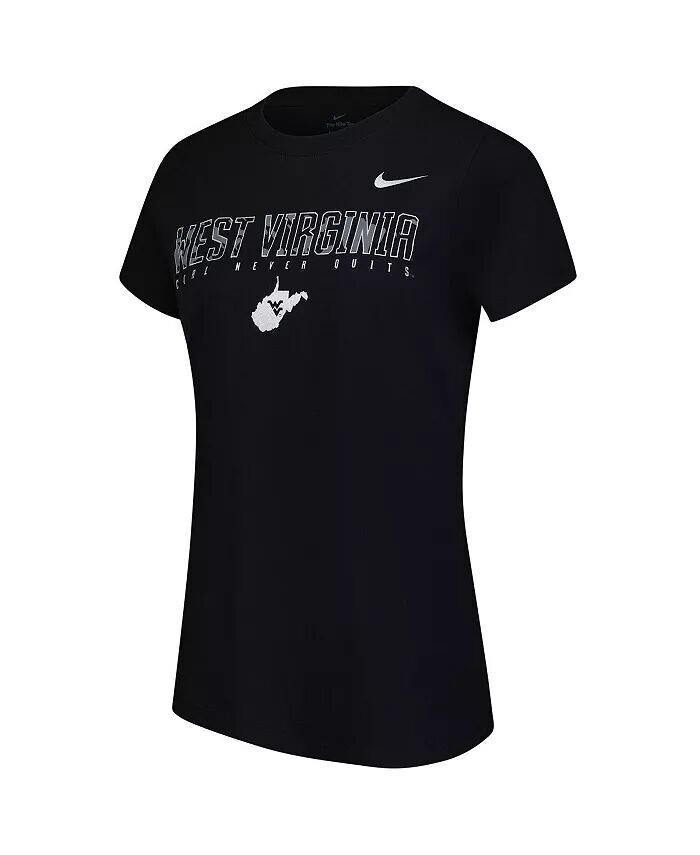 Женская черная футболка West Virginia Mountaineers Coal Never Quits Nike — фото 2