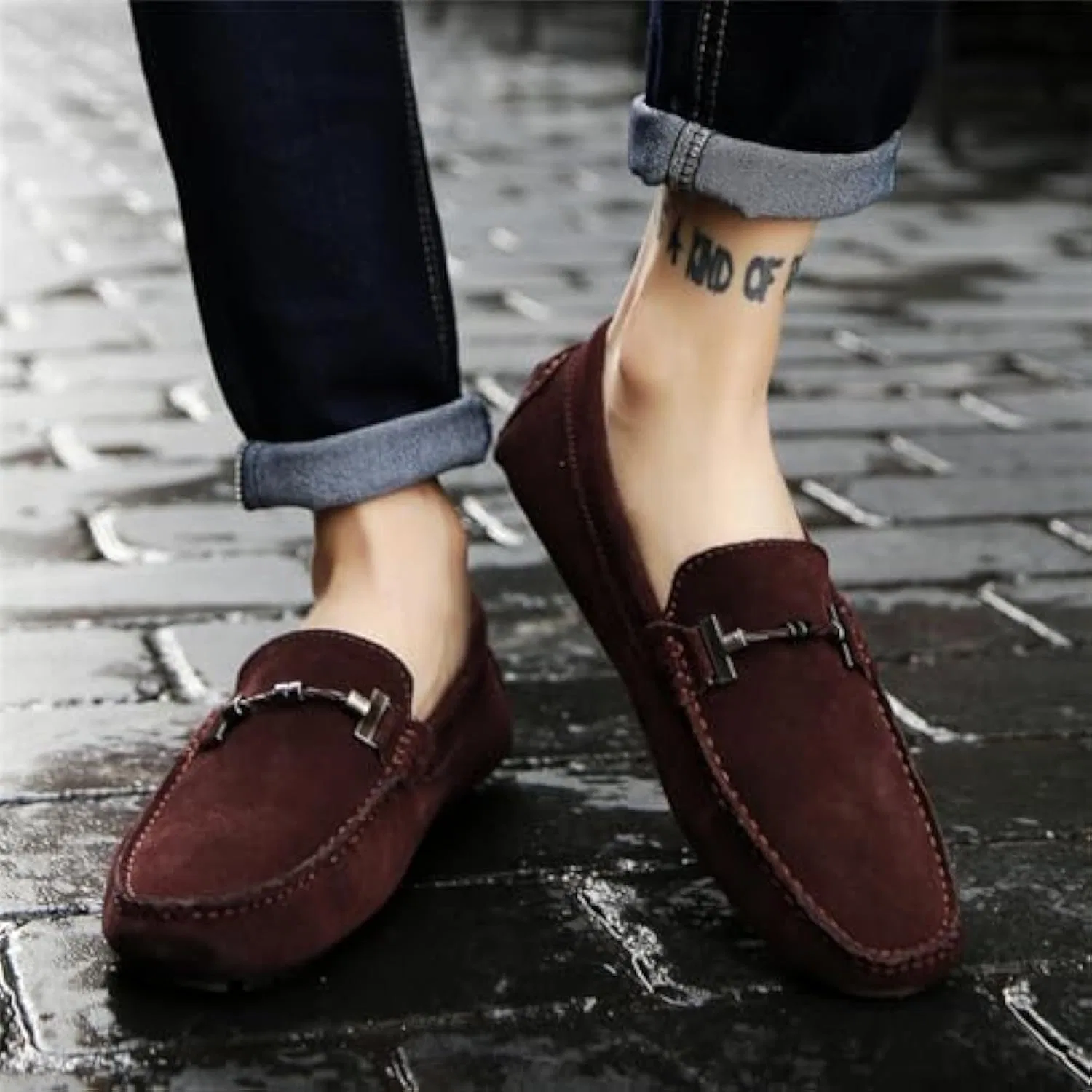 Мокасины из натуральной кожи, замшевые, Loafers, Coffee Zentavi — фото 3