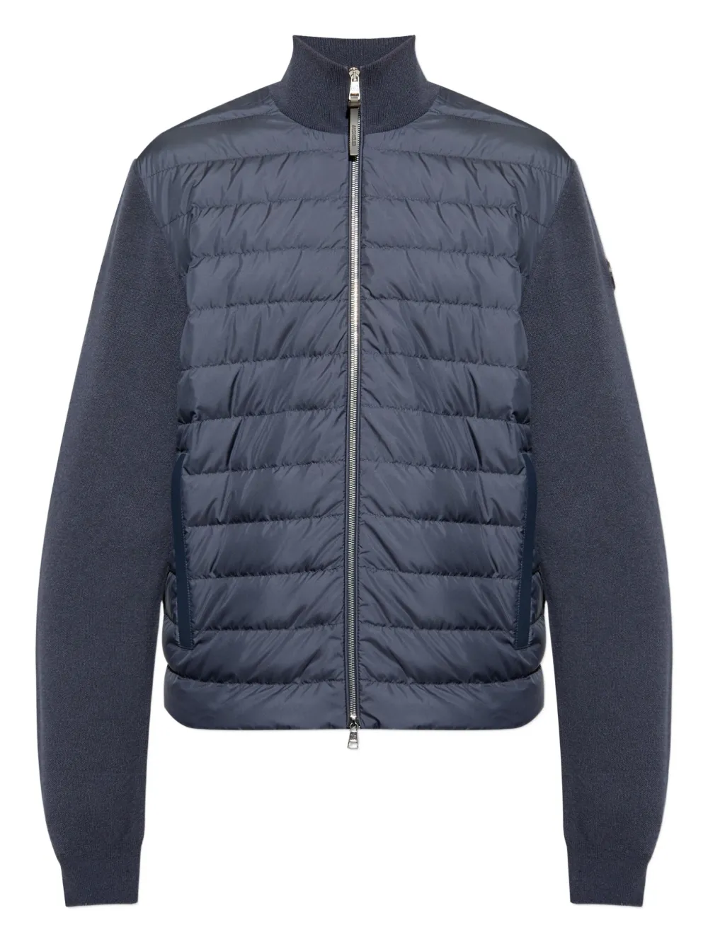 

Стеганый трикотажный кардиган со вставками MONCLER, синий