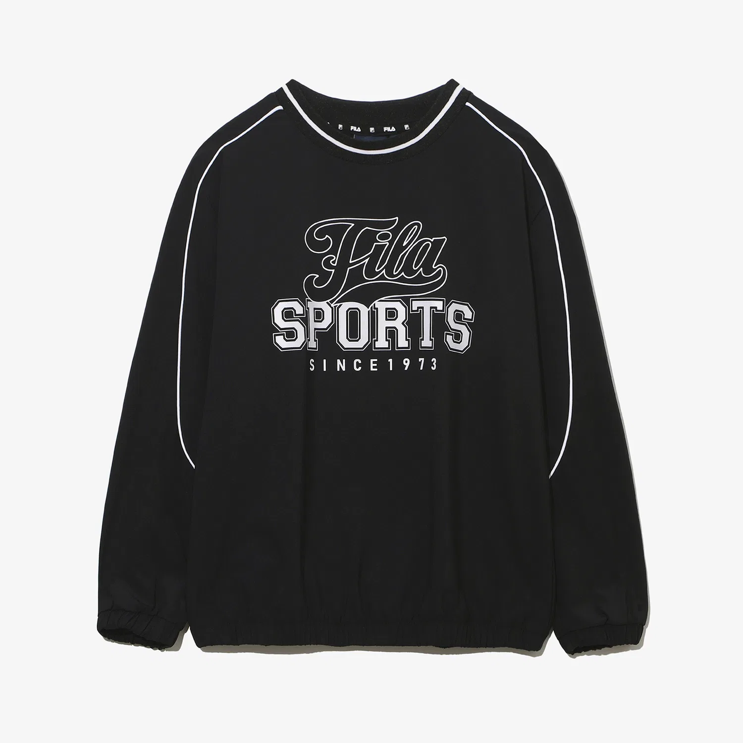 Детский тканый свитшот с фигурными вставками чёрного цвета от Fila Kids