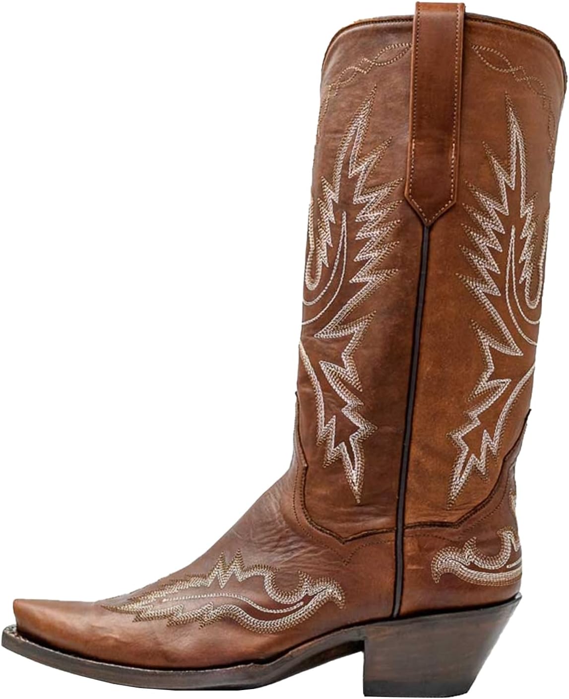 

Вышитые сапоги в стиле вестерн, кожаные, средней высоты, с острым носком, классические ковбойские сапоги для верховой езды Windbxyb, коричневый