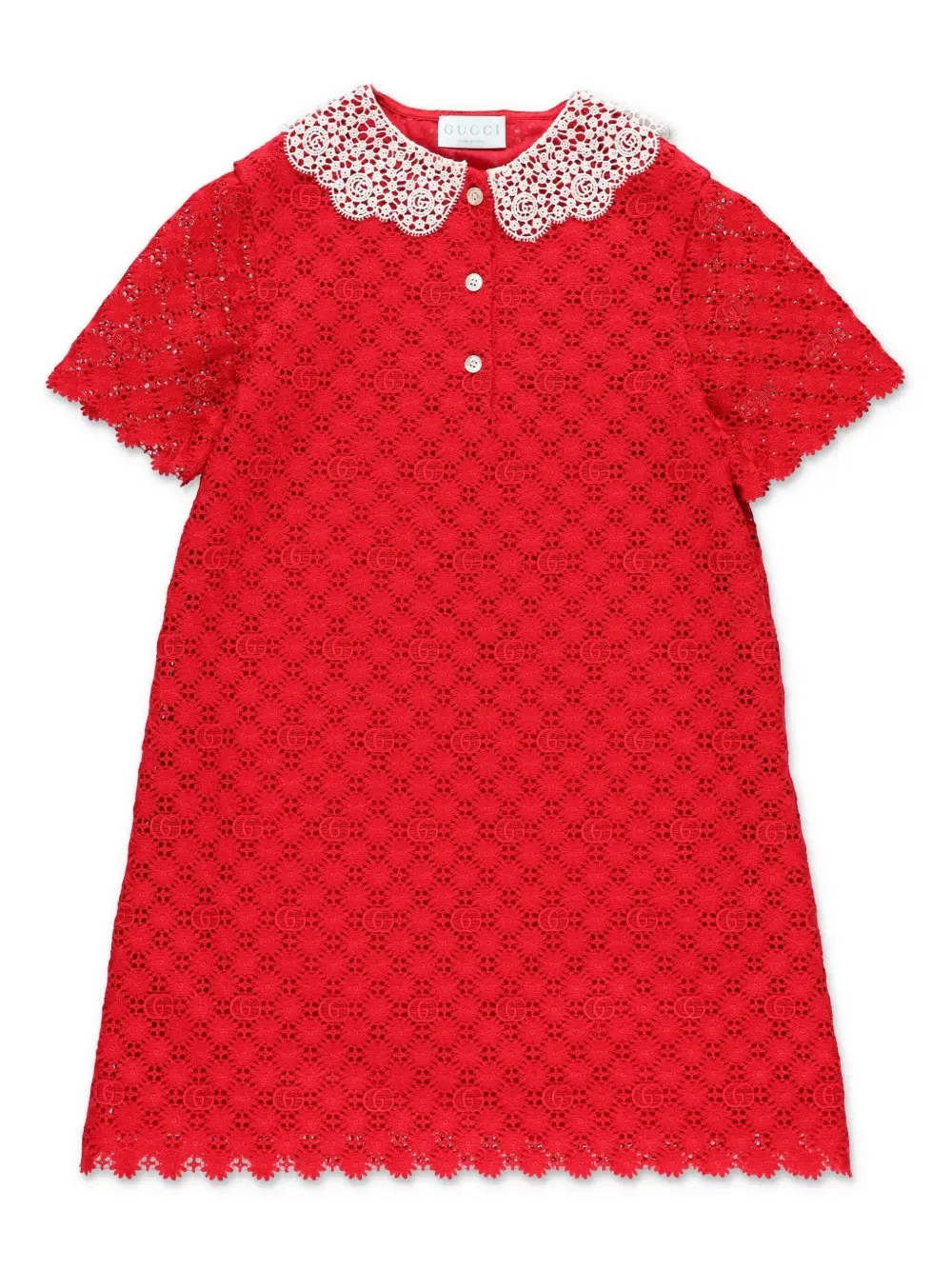 Платье с цветочным принтом Double G Gucci Kids, красный