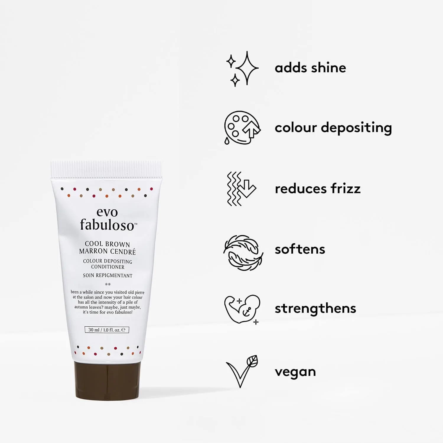 Кондиционер для окрашенных волос Evo Fabuloso Colour Depositing Conditioner - Питательное средство для сухих волос и мгновенное усиление цвета. 32, 5 мл (.), Cool Brown — фото 3