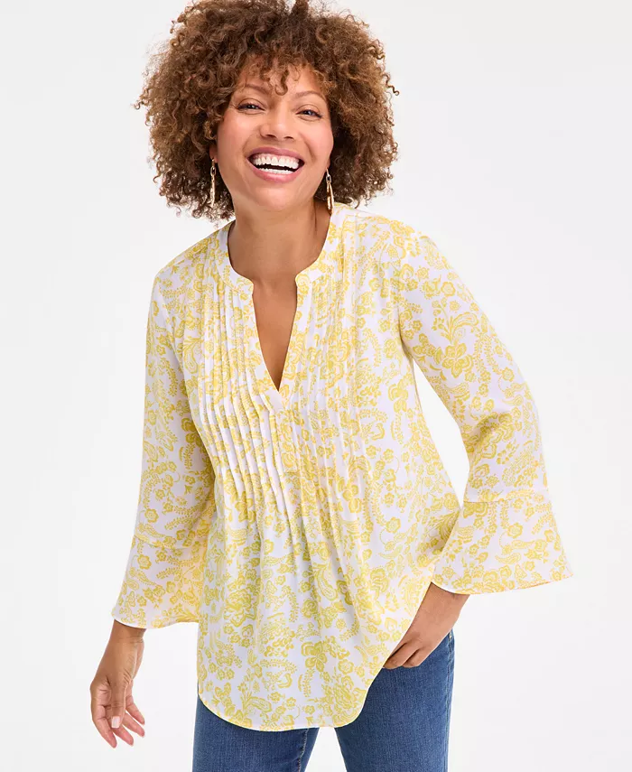 

Блузка с защипами Petite Paisley Bloom Style & Co, белый