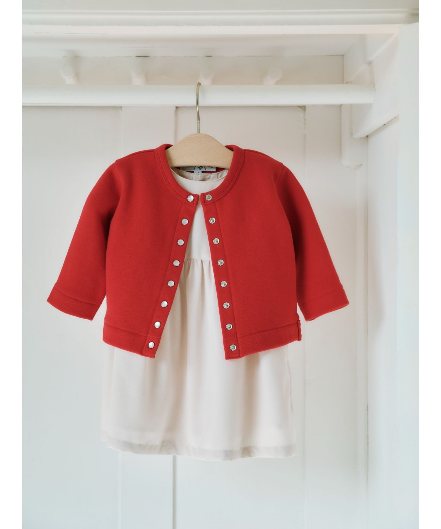 Детский хлопковый кардиган с длинными рукавами из меланжевой ткани Agnes b. ENFANT, Red — фото 4