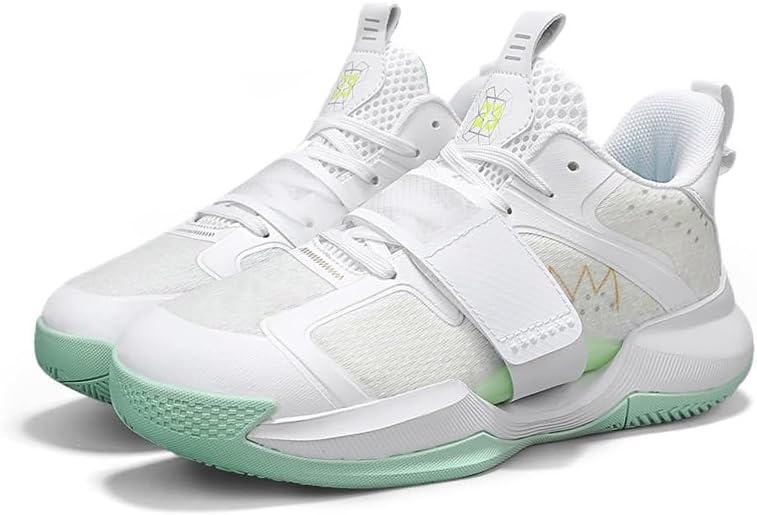 

Мужские легкие баскетбольные кроссовки с круглым носком и сетчатой верхней частью, низкие, с шнуровкой, противоскользящие, подходят для ежедневной ходьбы, бега и игры в теннис Igzbibg, белый