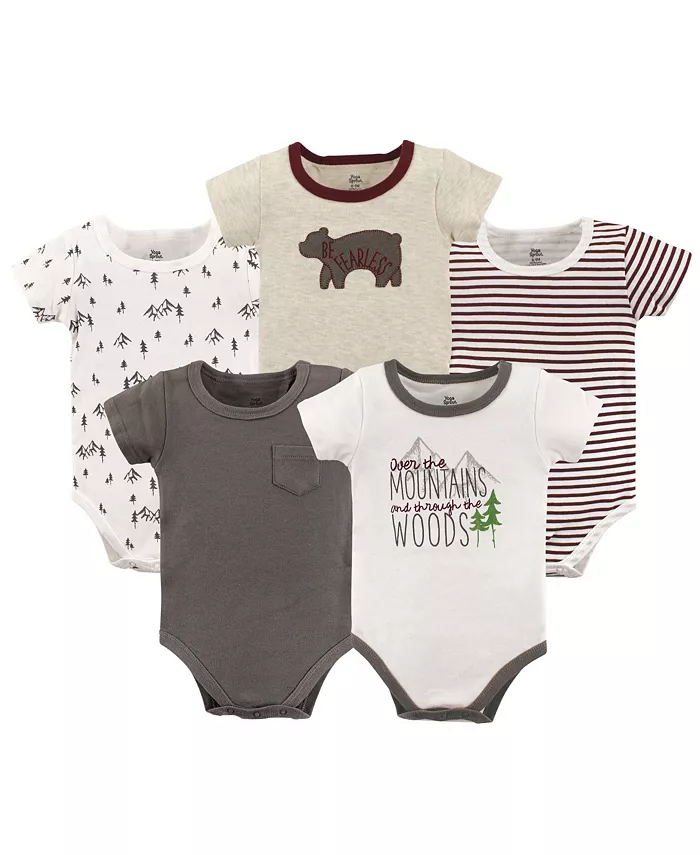 

Боди для мальчиков из хлопка, 5 шт., Beary Brave, 9-12 месяцев Yoga Sprout, белый