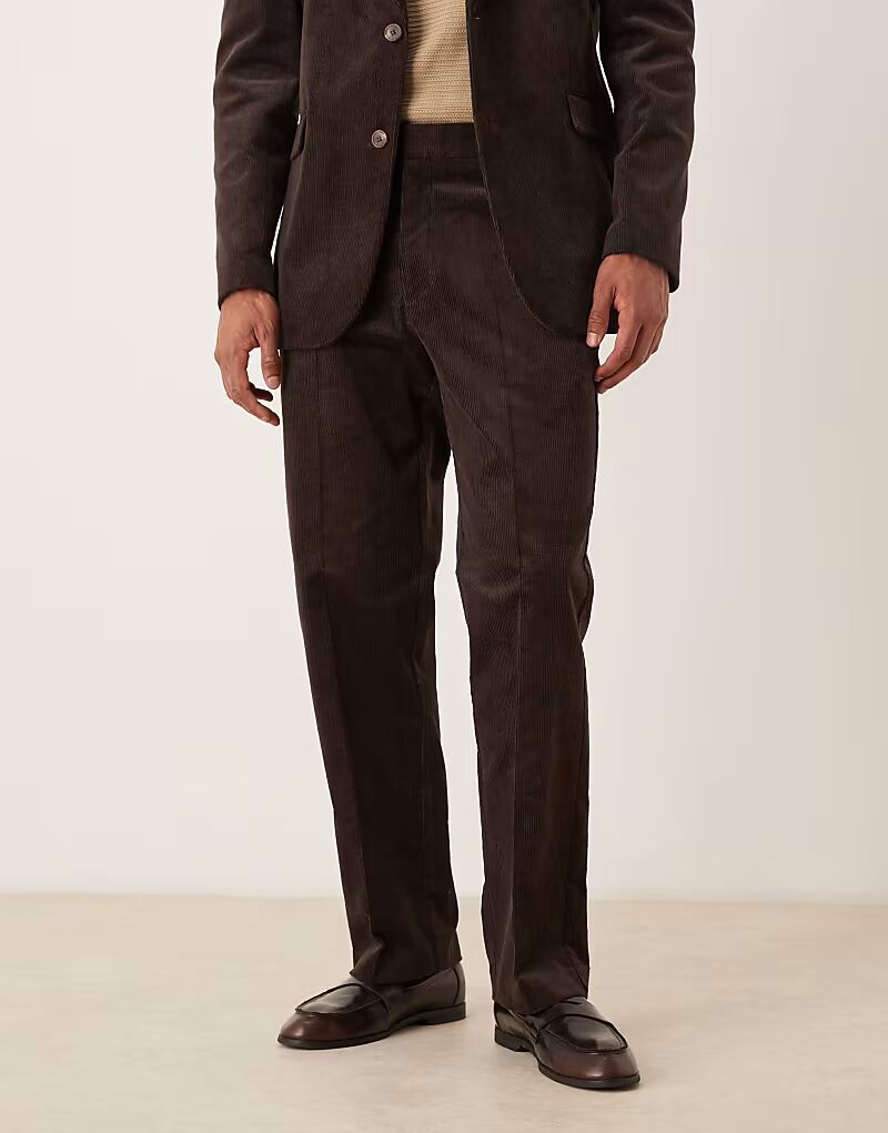 

Прямые брюки из коричневого хлопкового вельвета Asos Design