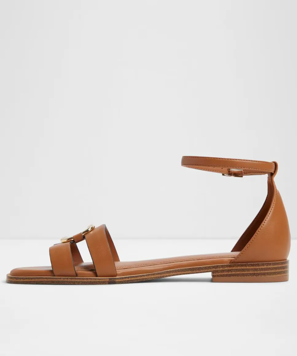 Женские сандалии на плоской подошве с квадратным носком Aldo, коричневый — фото 3