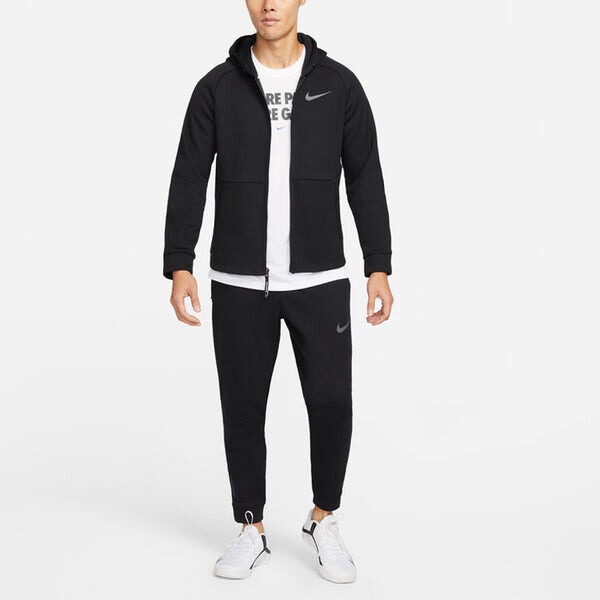 Брюки men's solid color logo training fleece bundle feet sports pants/trousers/joggers black Nike, мультиколор — фото 3