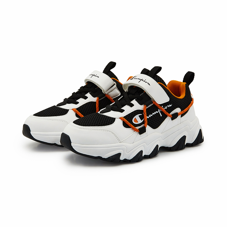 Champion Kids Кроссовки Mesh Hook and Loop Cat Paw Panda спортивные массивные повседневные черные/оранжевые детские — фото 4