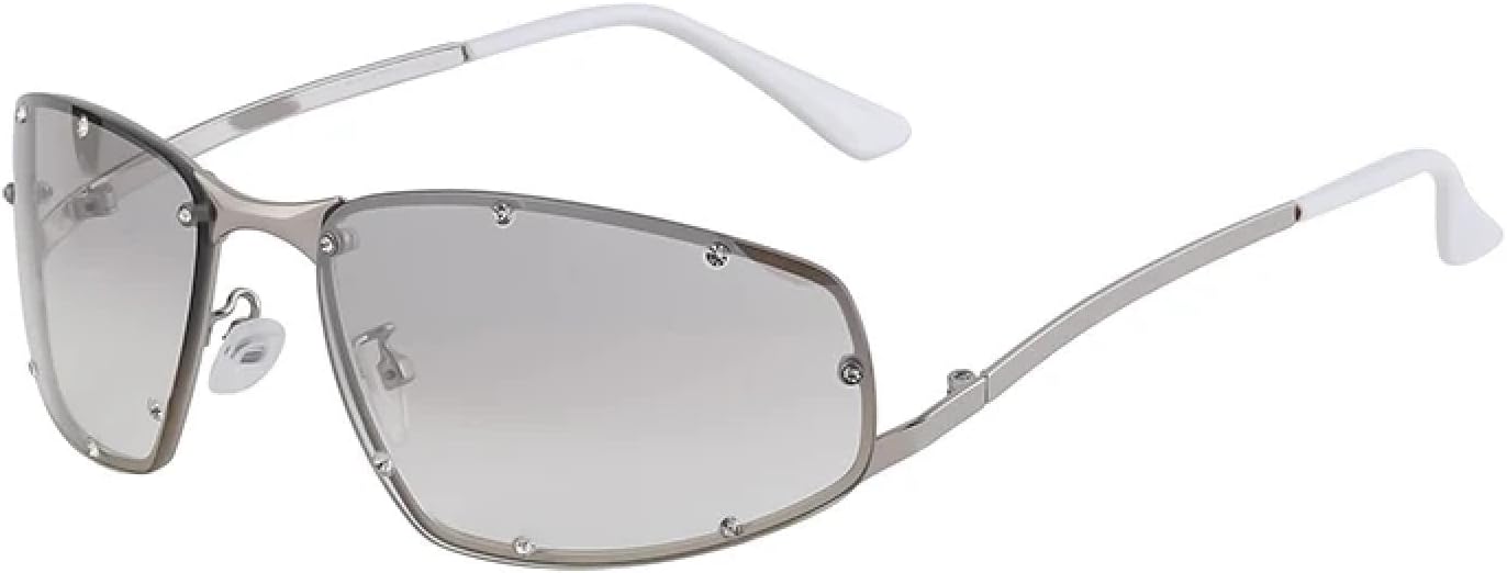 

Панк-солнцезащитные очки для женщин и мужчин, роскошные винтажные прямоугольные солнцезащитные очки в металлической оправе с защитой от УФ-излучения UV400 TOIPASTN, C6whitesilver