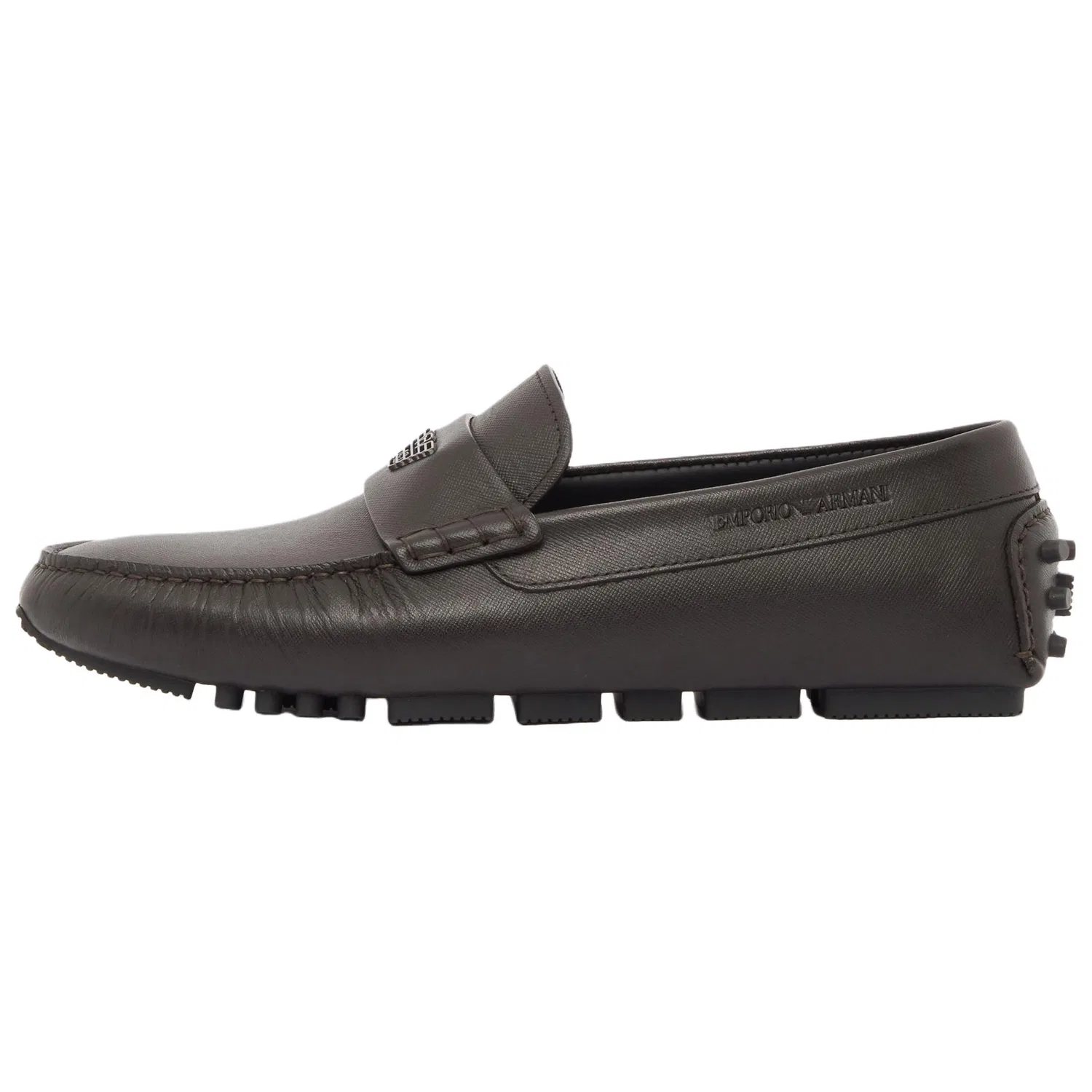 Casual кожаные туфли Saffiano Emporio Armani коричневые