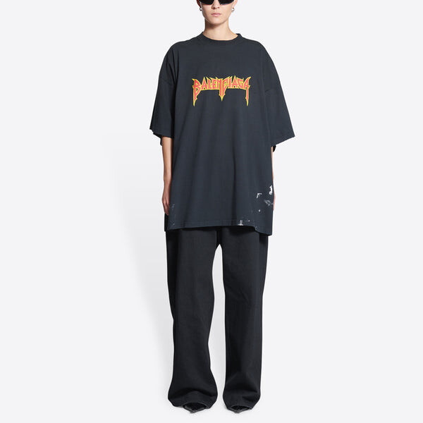 Футболка metallica short sleeve t-shirt oversized fit 'black orange' Balenciaga, черный — фото 3