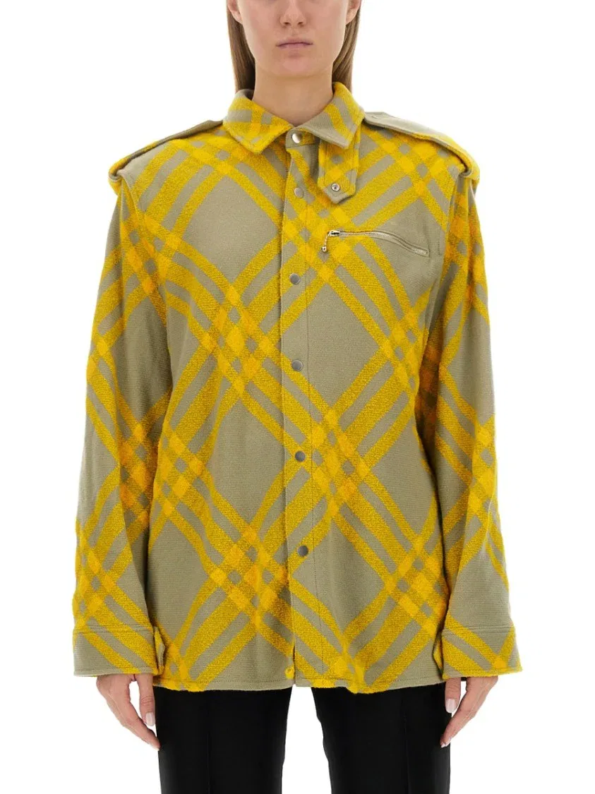 Рубашка свободного кроя в клетку Burberry, золото