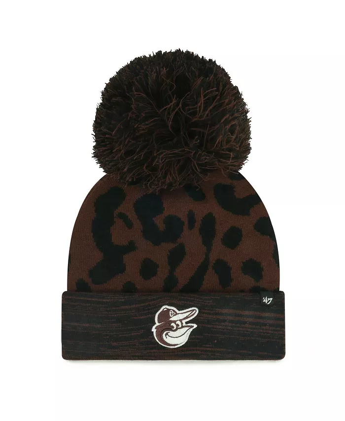 

Женская вязаная шапка Baltimore Orioles с розеткой, манжетами и помпоном, коричневая '47 Brand