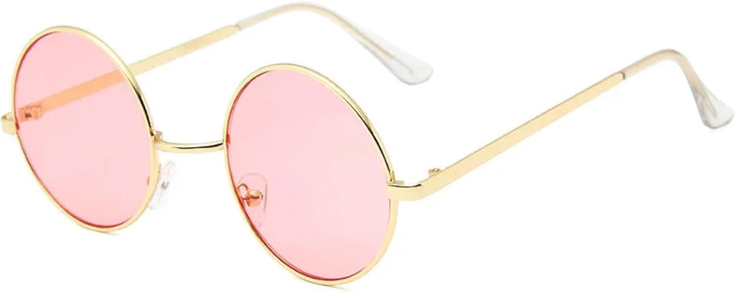 

Винтажные круглые металлические солнцезащитные очки для мужчин в модном панк-стиле, сине-зеленые, с защитой от УФ-излучения UV400. Модные солнцезащитные очки TKKTLLT, Gold-lightred