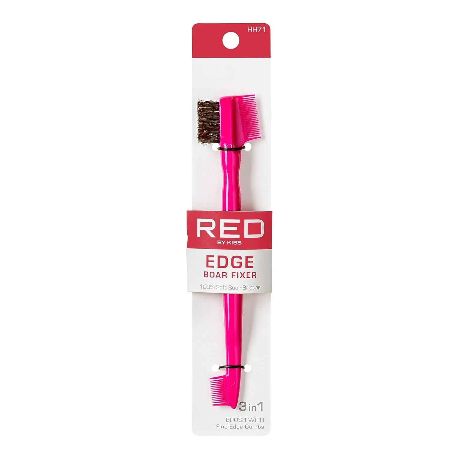 Профессиональная щетка для укладки волос «Ultimate Edge Fixer» от Red by Kiss Red By Kiss, Hot Pink Boar Brush With Double Comb