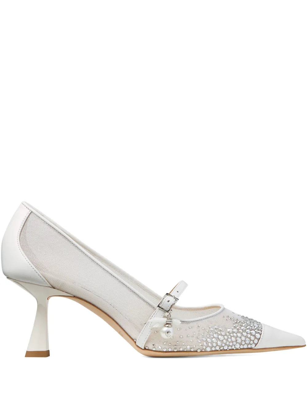 Сетчатые туфли Aren 85 с кристаллами Jimmy Choo, белый