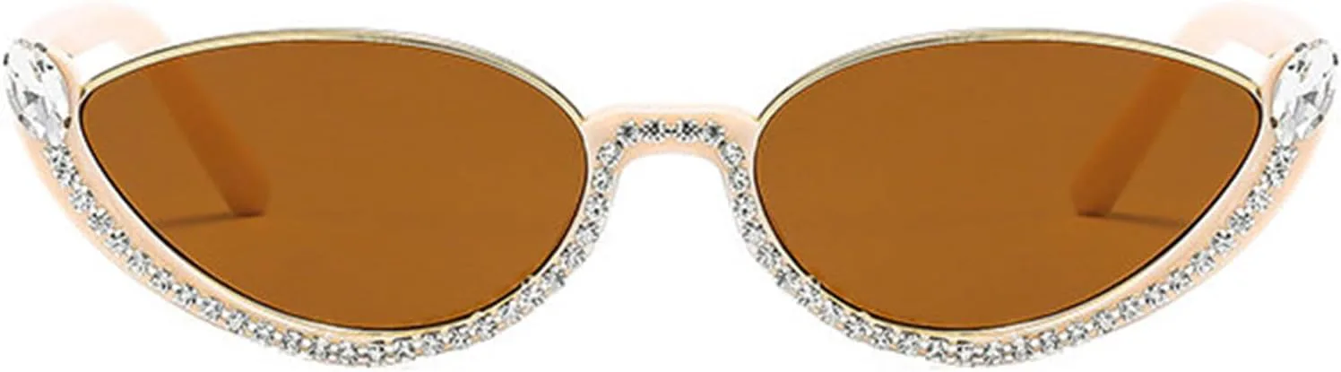 

Солнцезащитные очки Willochra со стразами для женщин, модные, сексуальные, сверкающие, в форме «кошачьего глаза», с бриллиантами, женские, с кристаллами, Brown