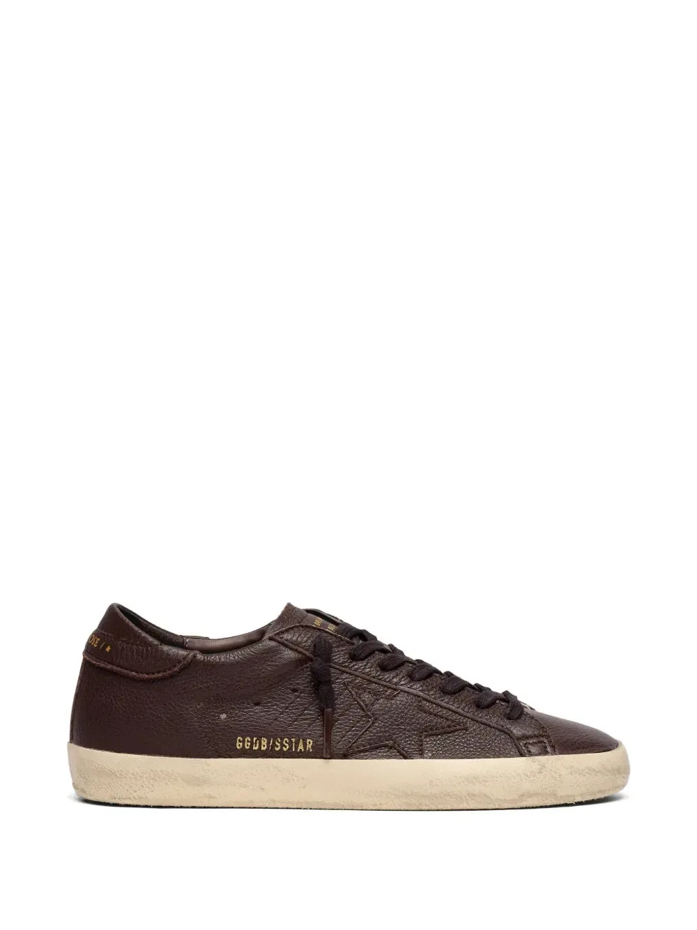 Кроссовки Super Star из кожи со вставкой в виде звезды и задником GOLDEN GOOSE, коричневый