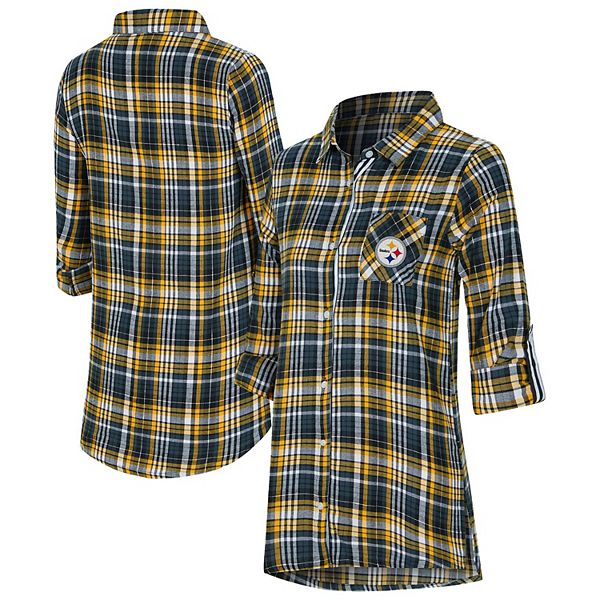 

Женская ночная рубашка concepts sport black pittsburgh steelers laney plaid tri-blend на пуговицах Unbranded