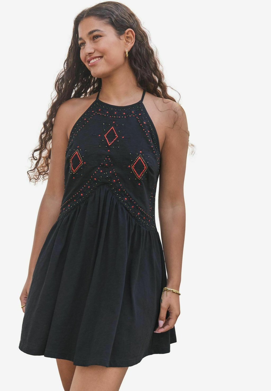 

Платье из джерси REGULAR FIT -EMBROIDERED Next, черный