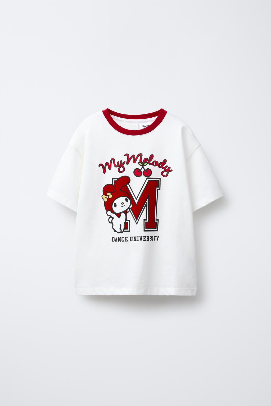 

Футболка my melody and cinnamoroll sanrio flocked ZARA, белый