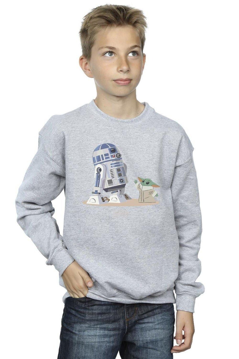 

Толстовка Mandalorian R2D2 и Грогу Star Wars, серый