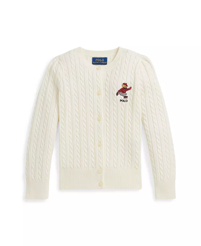 

Детская кардиган с длинным рукавом и мелким жаккардовым узором, размеры 2T-6X Polo Ralph Lauren, слоновая кость/кремовый