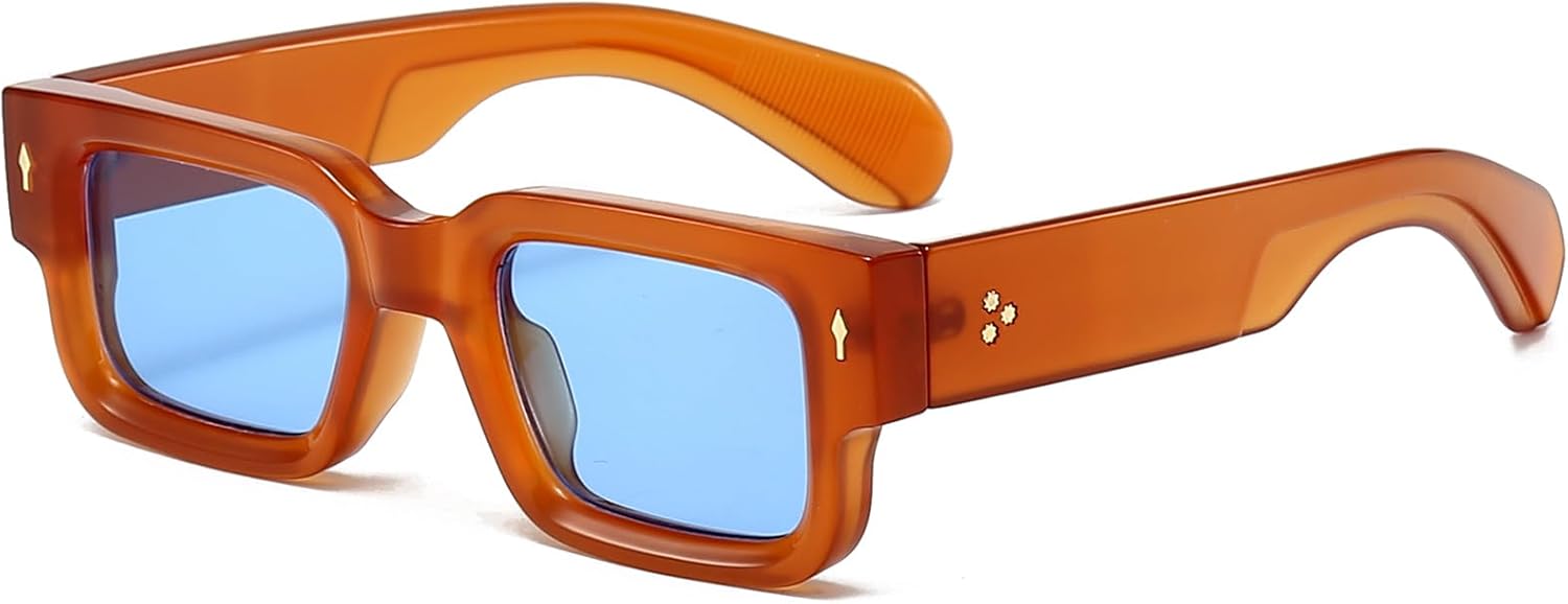 

Солнцезащитные очки EYLRIM в толстой квадратной оправе для женщин и мужчин, массивные прямоугольные солнцезащитные очки черного цвета с защитой от УФ-излучения UV400, 09 Transparent Tea/Blue