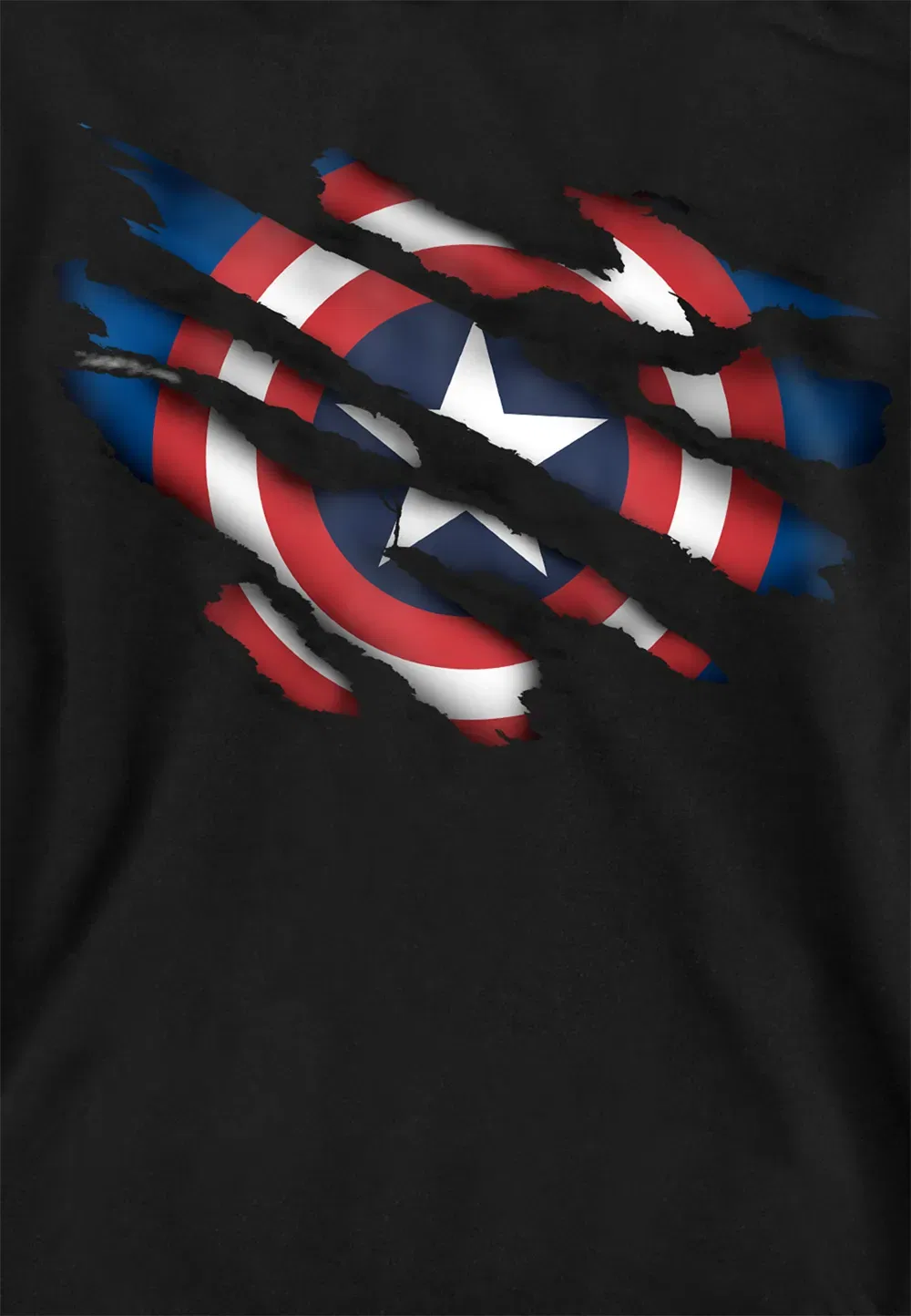 Детская худи Marvel Captain America Torn, черная, черный — фото 2