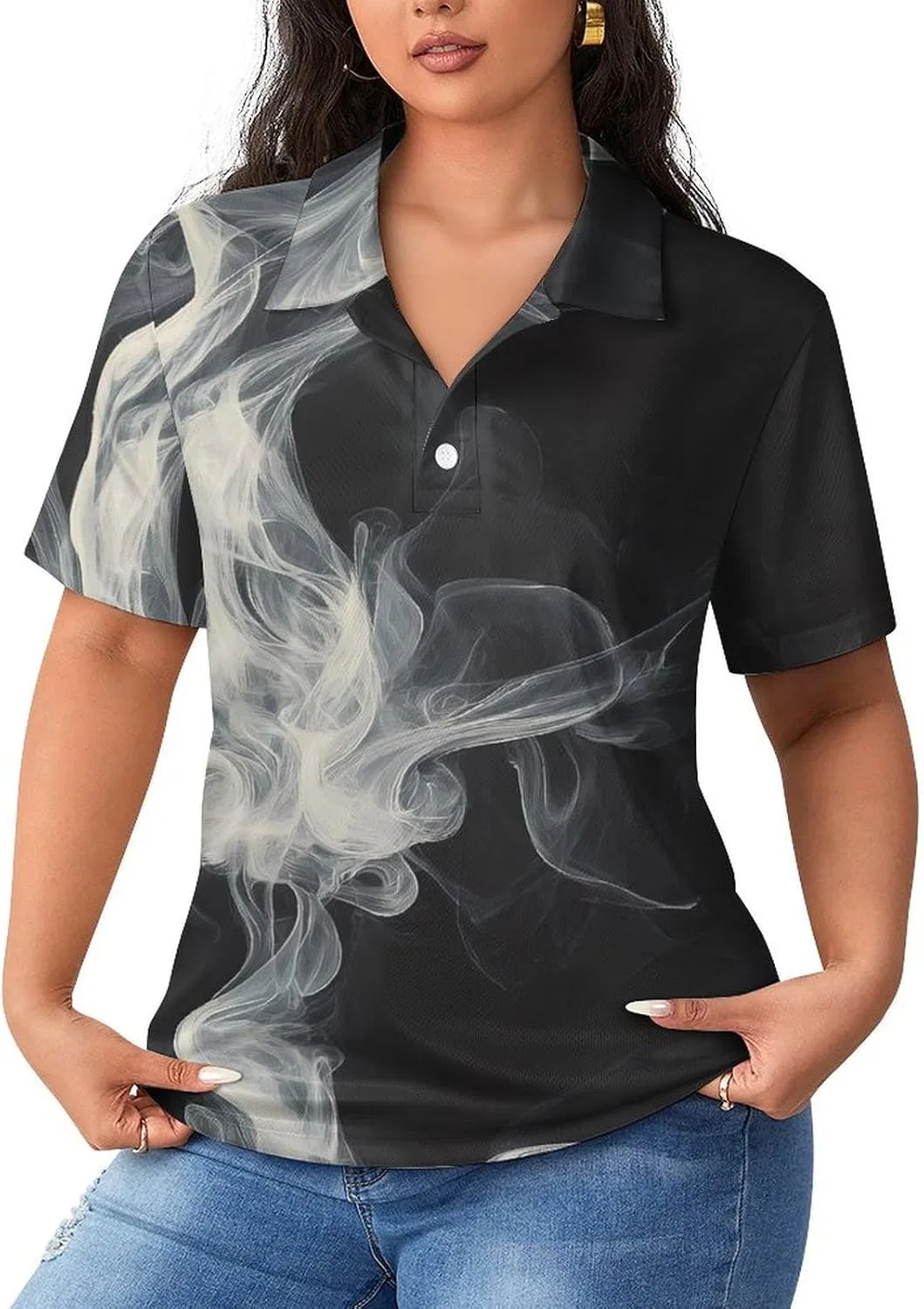 Женское поло для гольфа White Smoke Swirls, короткий рукав, быстросохнущее