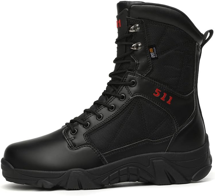 

Мужские тактические ботинки высокого среза, специальные тренировочные, легкие, теплые, противоскользящие, для повседневной ходьбы, с шнуровкой, прочные походные ботинки, легкие и удобные для работы весь день, с боковой молнией, для мотоцикла Xoe...