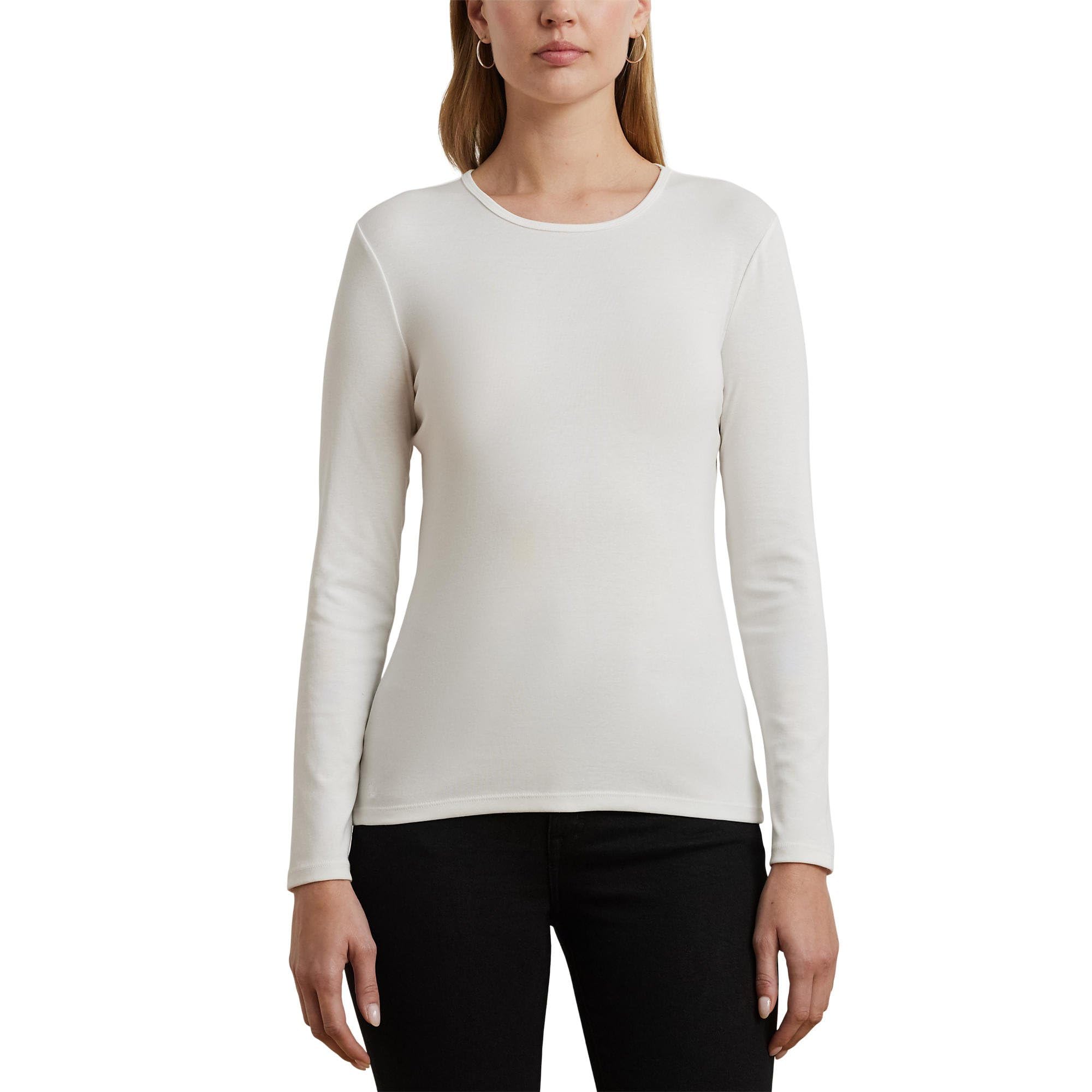 

Топ Lauren Ralph Lauren Cotton-Blend Long Sleeve Top, Mascarpone Cream
