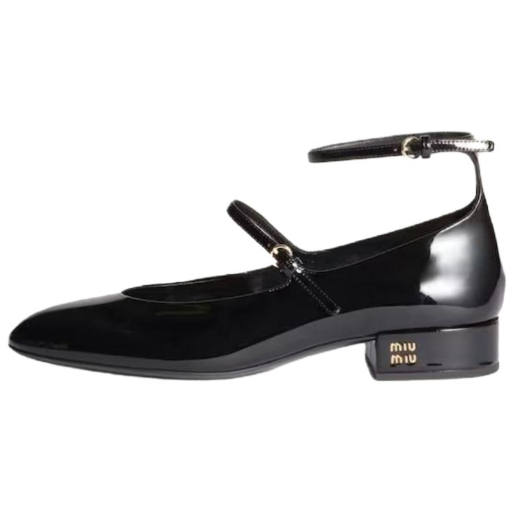 MIU MIU Туфли Mary Jane на массивном каблуке женские черные