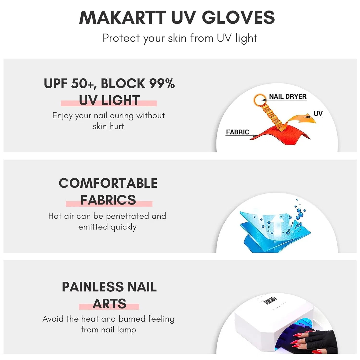 УФ-перчатки Makartt для гель-маникюра UPF50+ Makartt — фото 4