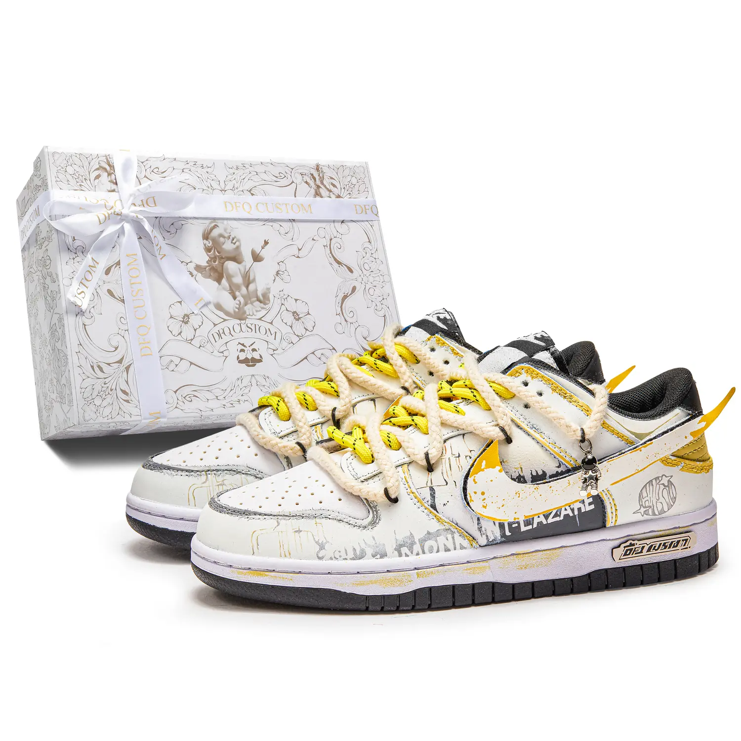 

Кроссовки для скейтбординга Dunk унисекс с низким верхом бежево-желтый Nike