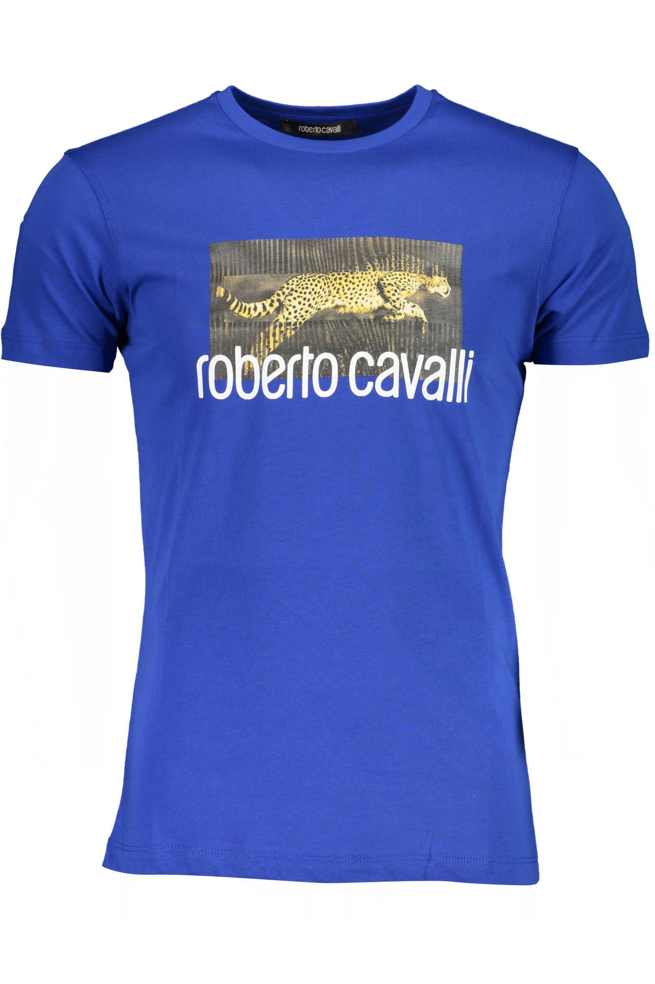 

Синяя хлопковая мужская футболка Roberto Cavalli