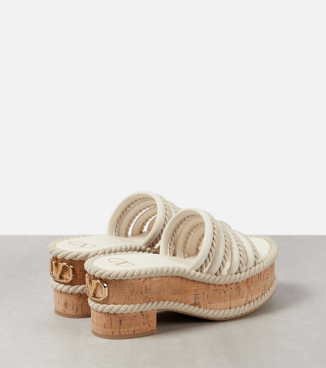 Кожаные мюли на платформе VLogo Summerblocks Valentino Garavani, слоновая кость — фото 3