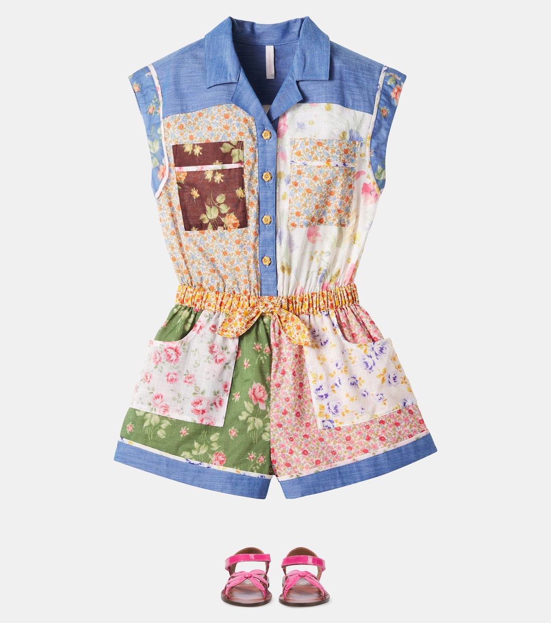 Счастливый цветочный хлопковый комбинезон Lucky Zimmermann Kids, Spliced — фото 2
