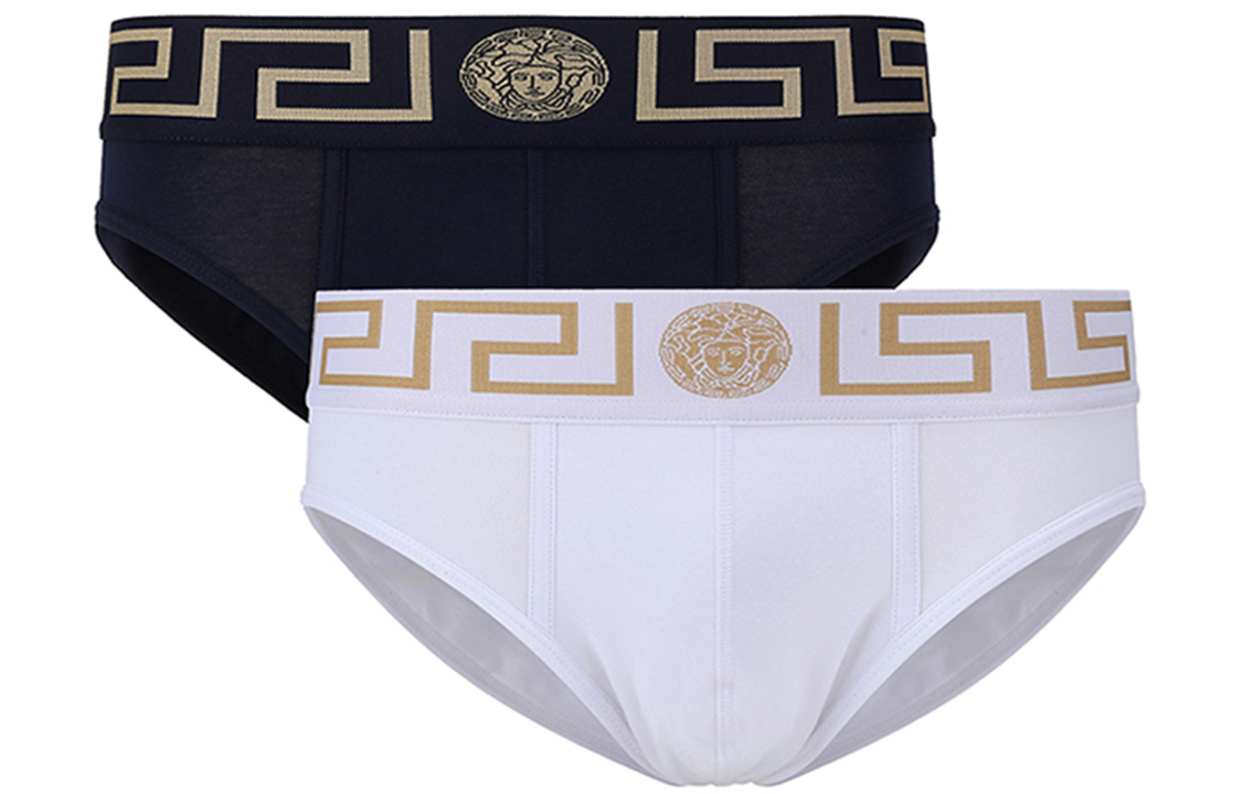 

Грека с головой Медузы 3 пары трусов VERSACE, 1 комплект 2 пары (белый+тёмно-синий)