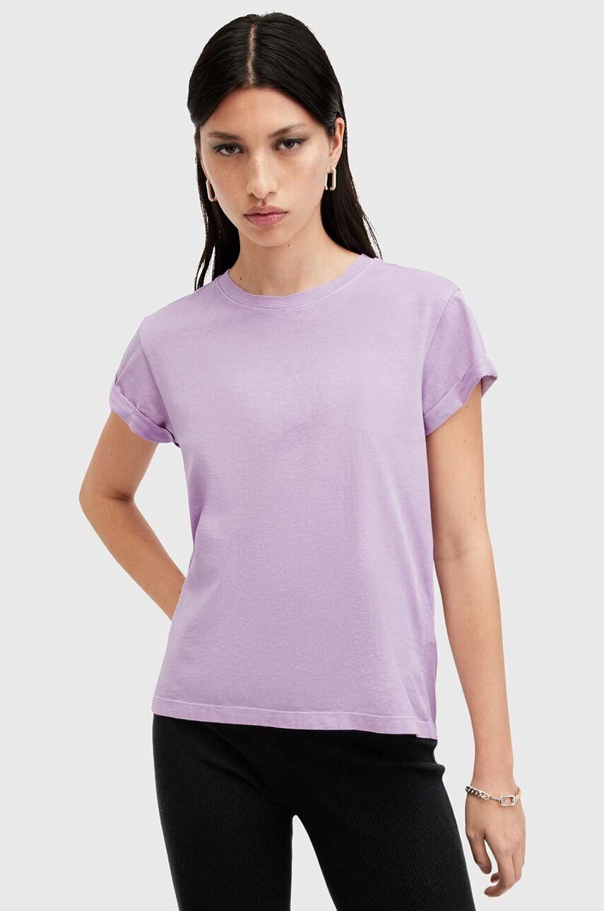 

Хлопковая футболка AllSaints ANNA, фиолетовый