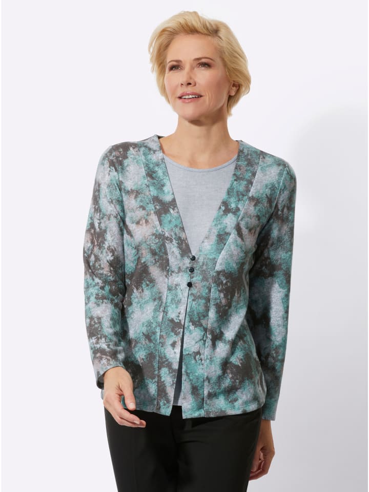 

WITT WEIDEN Футболка с длинными рукавами 2-в-1 с принтом в серо-зеленом и каменном цветах