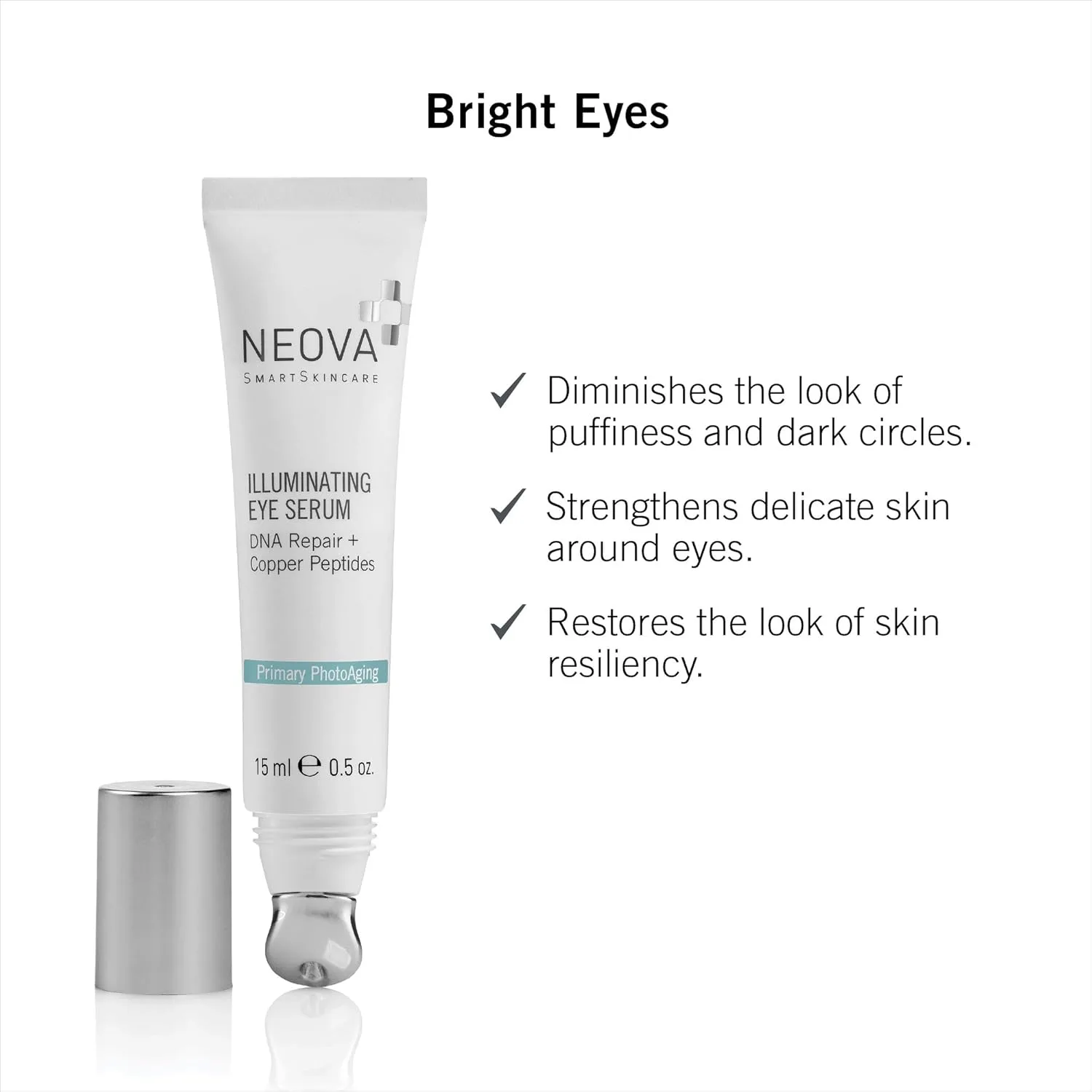 Сыворотка для глаз NEOVA SmartSkincare Illuminating Eye Serum с ферментами восстановления ДНК и медным пептидом мгновенно маскирует морщины., Green — фото 3